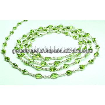 Belle Bezel Paridot Beaded Chain, Gemstone Bezel Jewelry Supplier